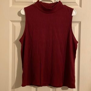 City Streets Burgundy Ribbed Tank Top